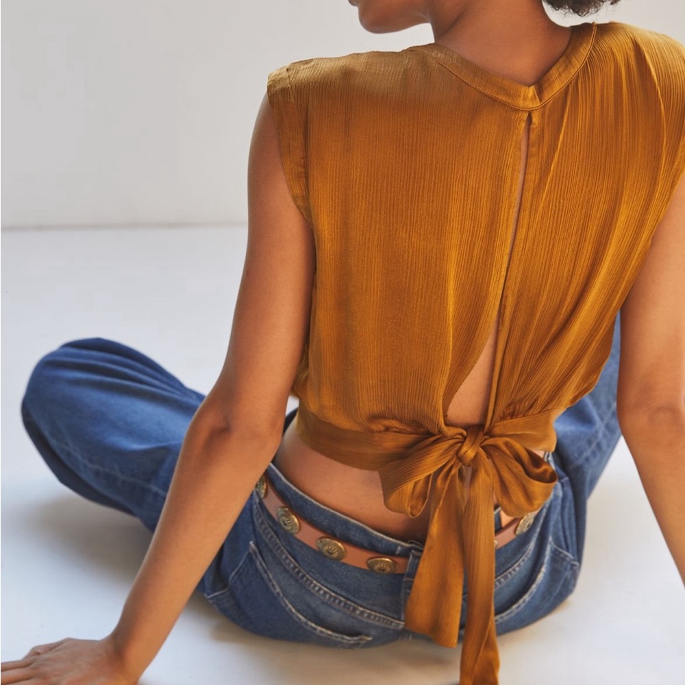 Cropped Open-Back Blouse by Anthropologie